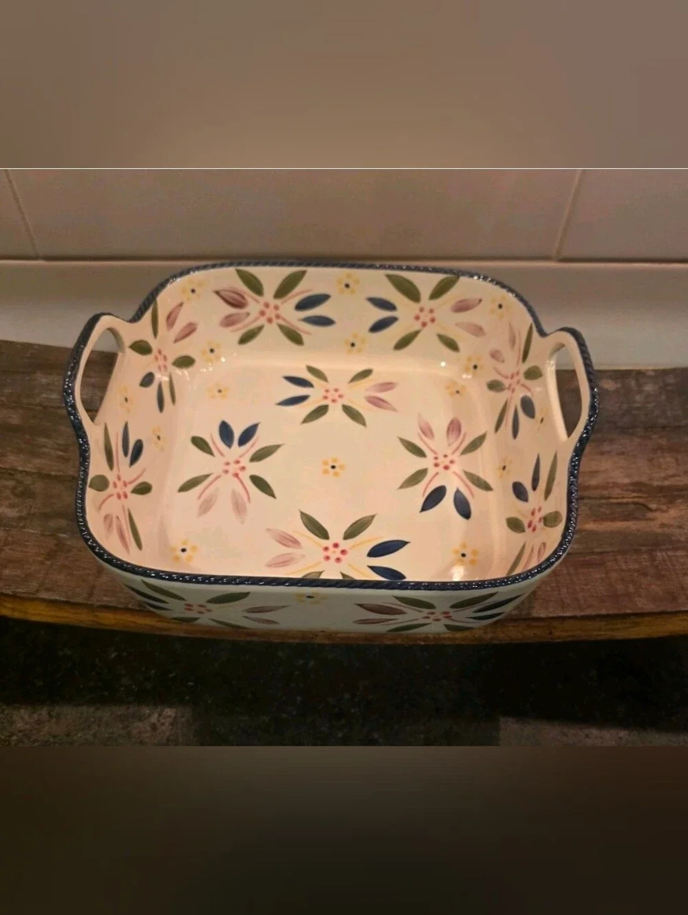 Temp-tations Old World Confetti 2.5 Quart Square Handled Baking/serving Dish